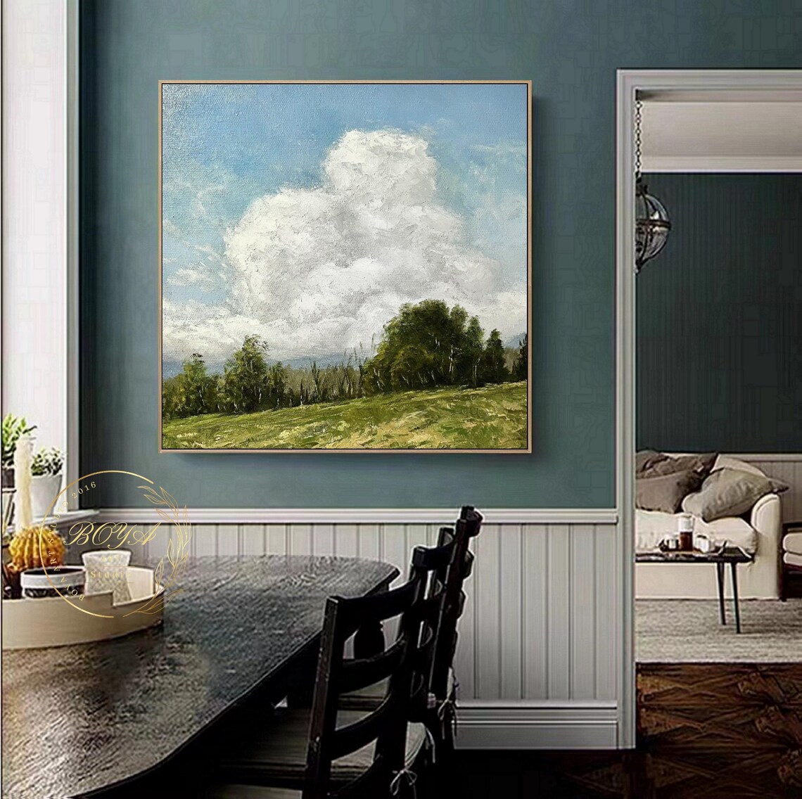 Cloudy Sky Abstract Painting, Wall Art Print - Image 2
