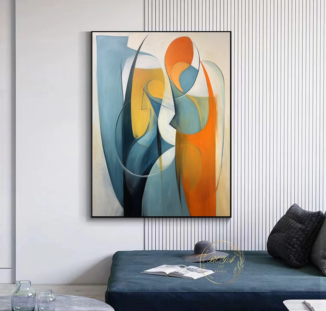 Orange Abstract Portrait Art Print, Modern Wall Art - Image 4