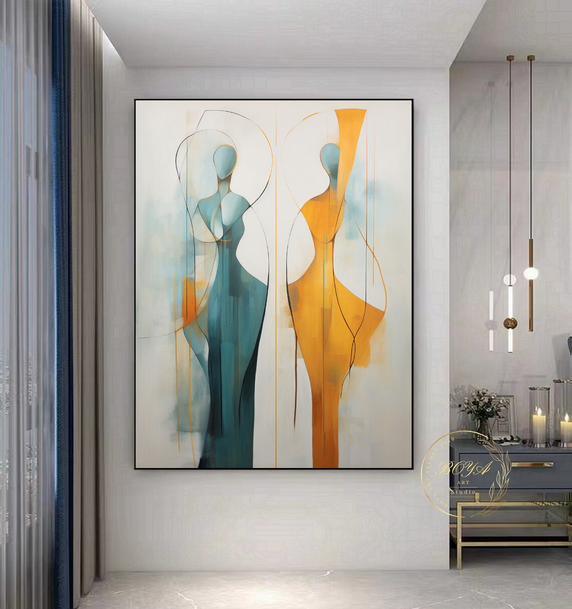 Minimalist Abstract Figure Painting, Modern Wall Art - Image 2