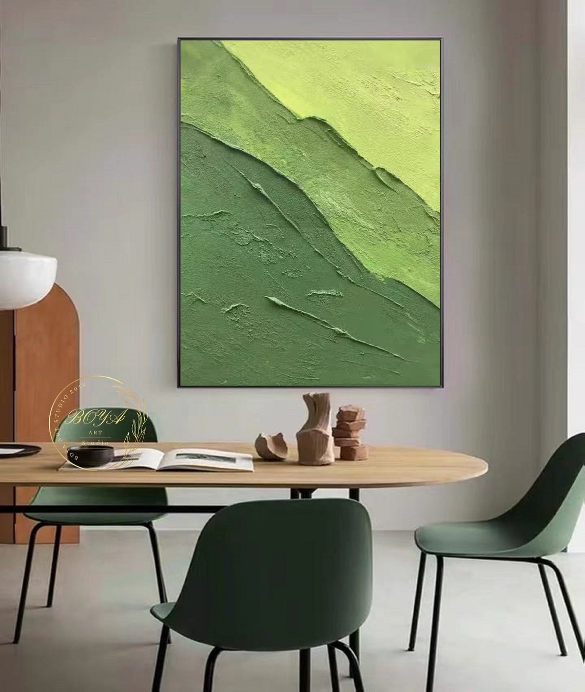 Fresh Lime Green Ombre Gradient Textured Minimalist Abstract Poster - Image 2