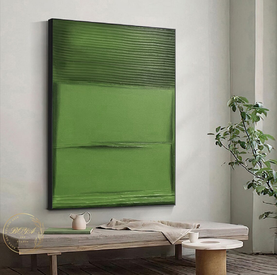 Green Minimalist Wall Painting Original Green Abstract Art Large Green Texture Painting Green Painting Modern Minimalist Textured Art - Image 5