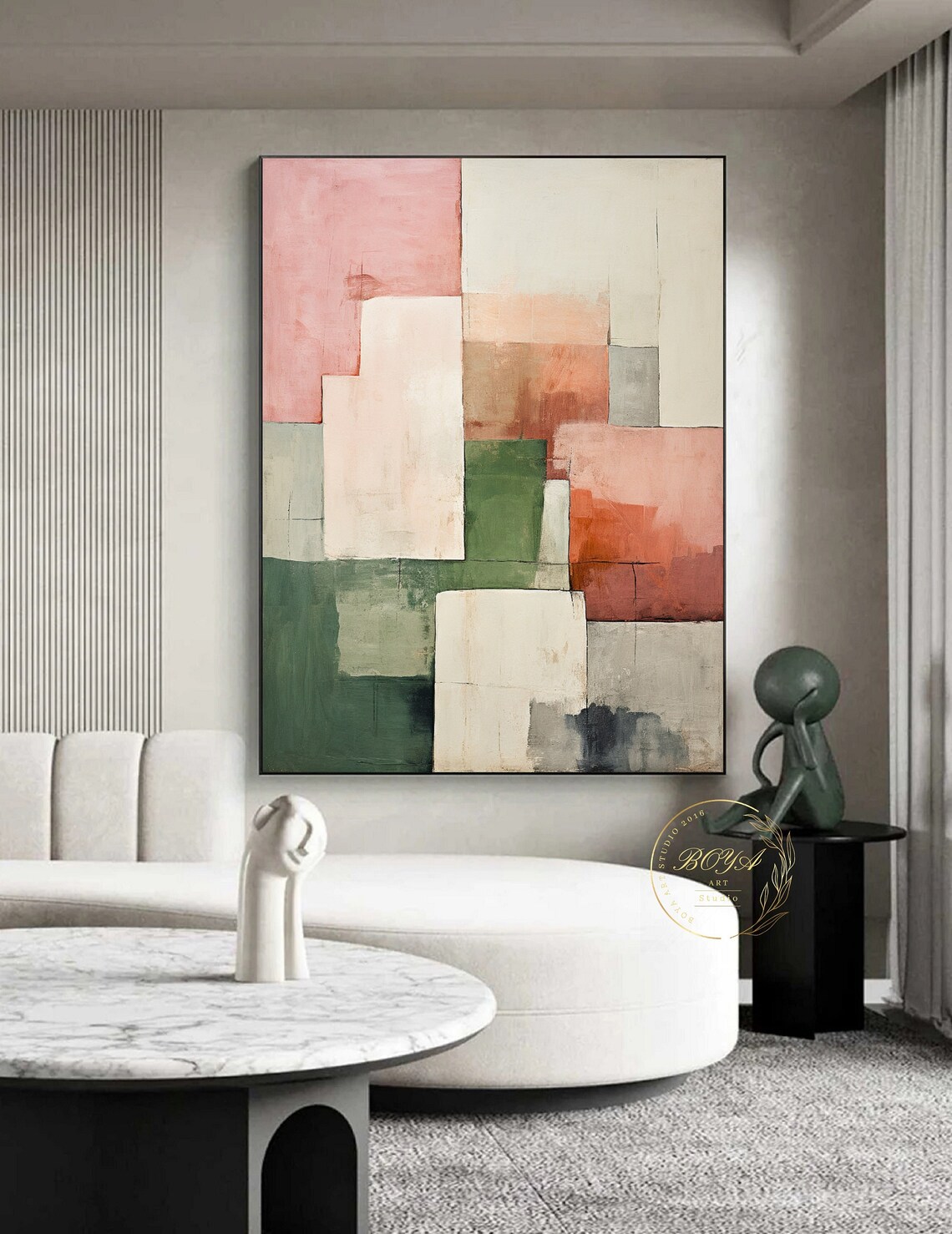 Beige Abstract Geometric Art Print, Minimalist - Image 4