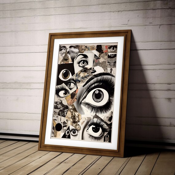 Surreal Dark Eye Collage Gothic Macabre All Seeing Eyes Wall Art