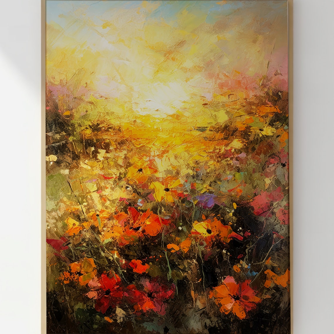 Wildflower Meadow Sunset Glow Impressionist Floral Art Poster - Image 2
