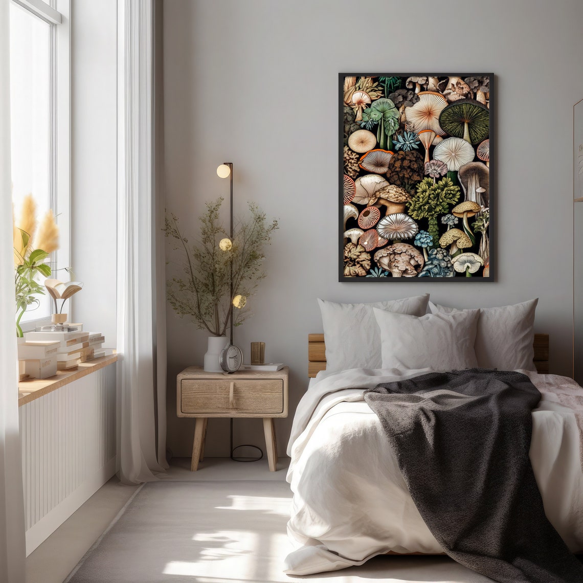 Vintage Mushroom Botanical Illustration Dark Cottagecore Wall Art - Image 2