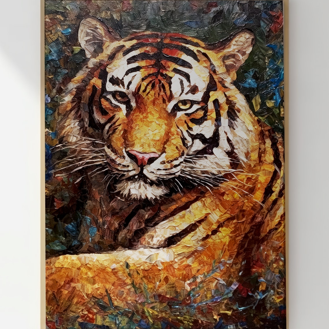Majestic Tiger Face Close Up Impasto Oil Painting Wildlife Poster - Image 3