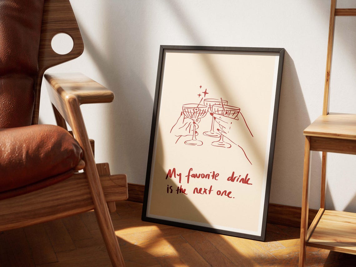 Funny Cocktail Quote Print Witty Bar Wall Art