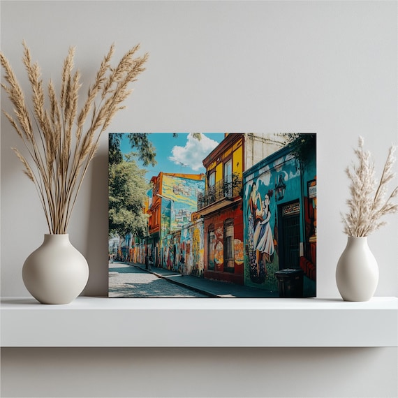 Vibrant Colorful Street Mural Art Neighborhood City Photo Poster