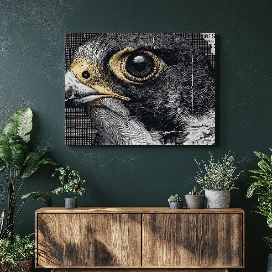 Majestic Falcon Head Vintage Engraving Bird of Prey Wall Poster