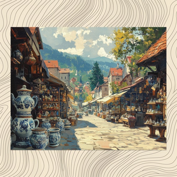 North Macedonia Canvas Wall Art Stunning Painting Of Traditional Coffee Sets Decorative Artwork For Home Unique Decor