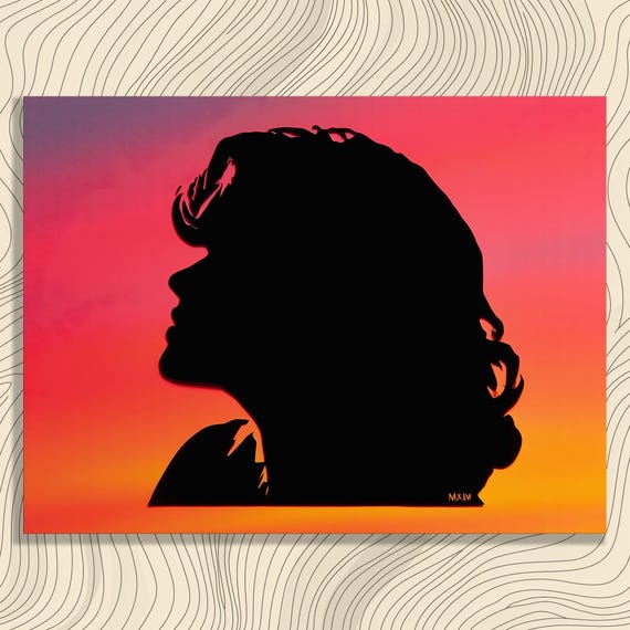 Bold Woman Silhouette Canvas Wall Art Vibrant Gradient Minimalist Profile Modern Colorful Print Female Portrait Decor