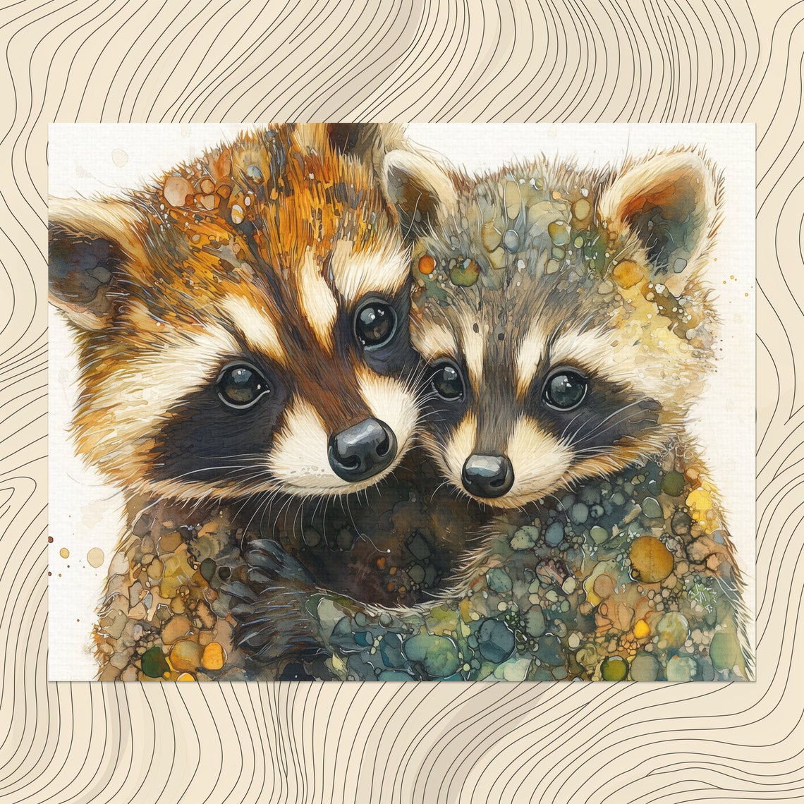 Majestic Raccoon Canvas Wall Art Baby Animal Painting Home Decor Nature Wildlife Gift Livingroom Decoration Inexpensive Wallart