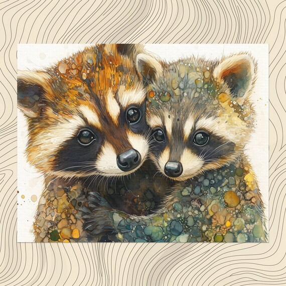 Majestic Raccoon Canvas Wall Art Baby Animal Painting Home Decor Nature Wildlife Gift Livingroom Decoration Inexpensive Wallart
