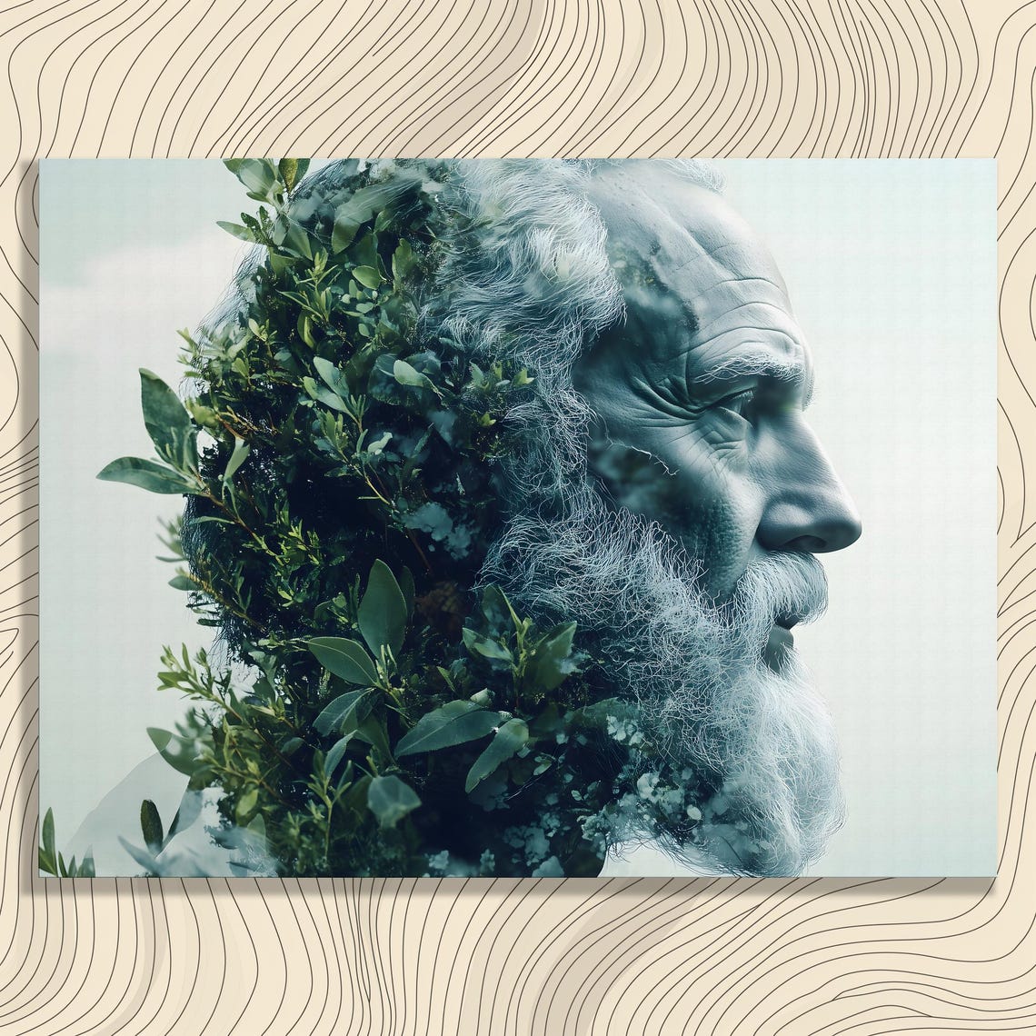 Surreal Nature Portrait Canvas Wall Art Abstract Botanical Foliage Painting Print Gift Modern Surrealism Decor