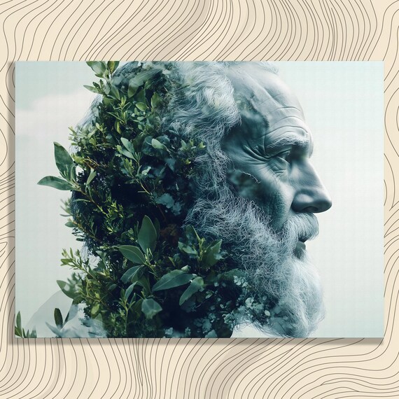 Surreal Nature Portrait Canvas Wall Art Abstract Botanical Foliage Painting Print Gift Modern Surrealism Decor