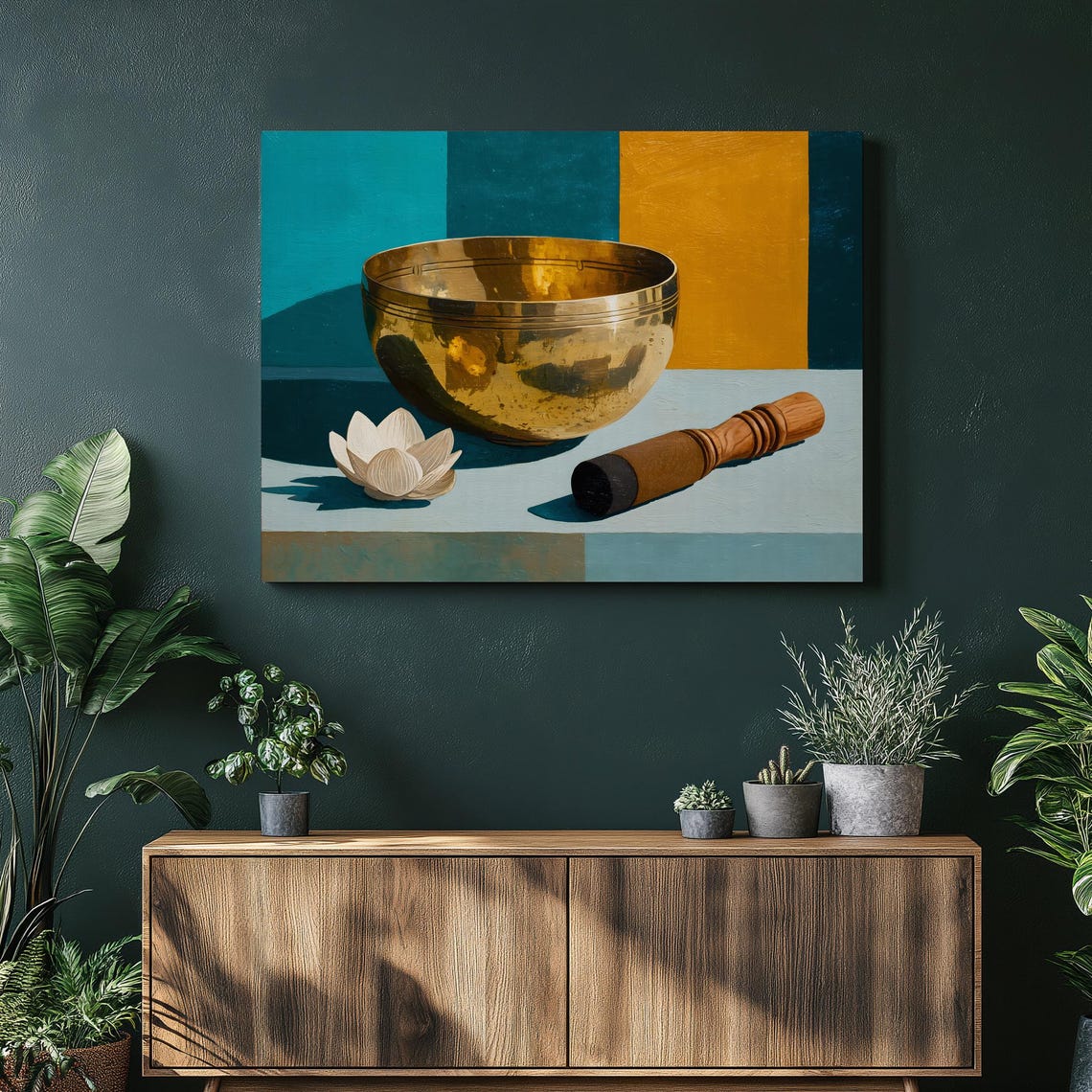 Meditation Singing Bowl Canvas Wall Art Tibetan Decor Mindfulness Zen Print Spiritual Gift