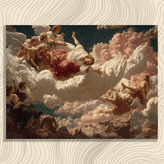 Christ Ascension to Heaven Classical Religious Painting Poster