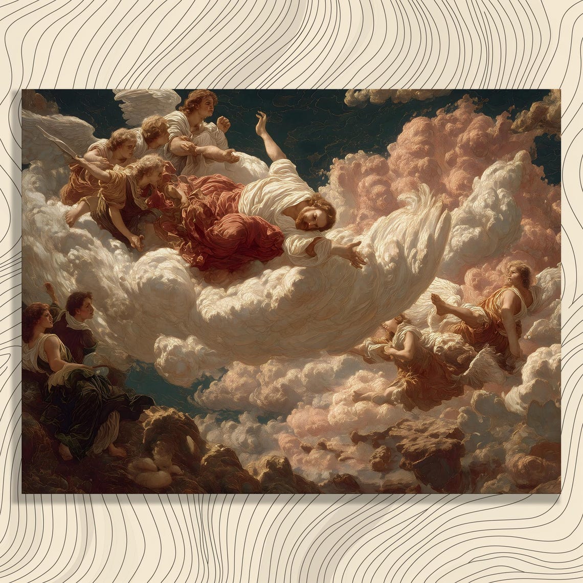 Christ Ascension to Heaven Classical Religious Painting Poster