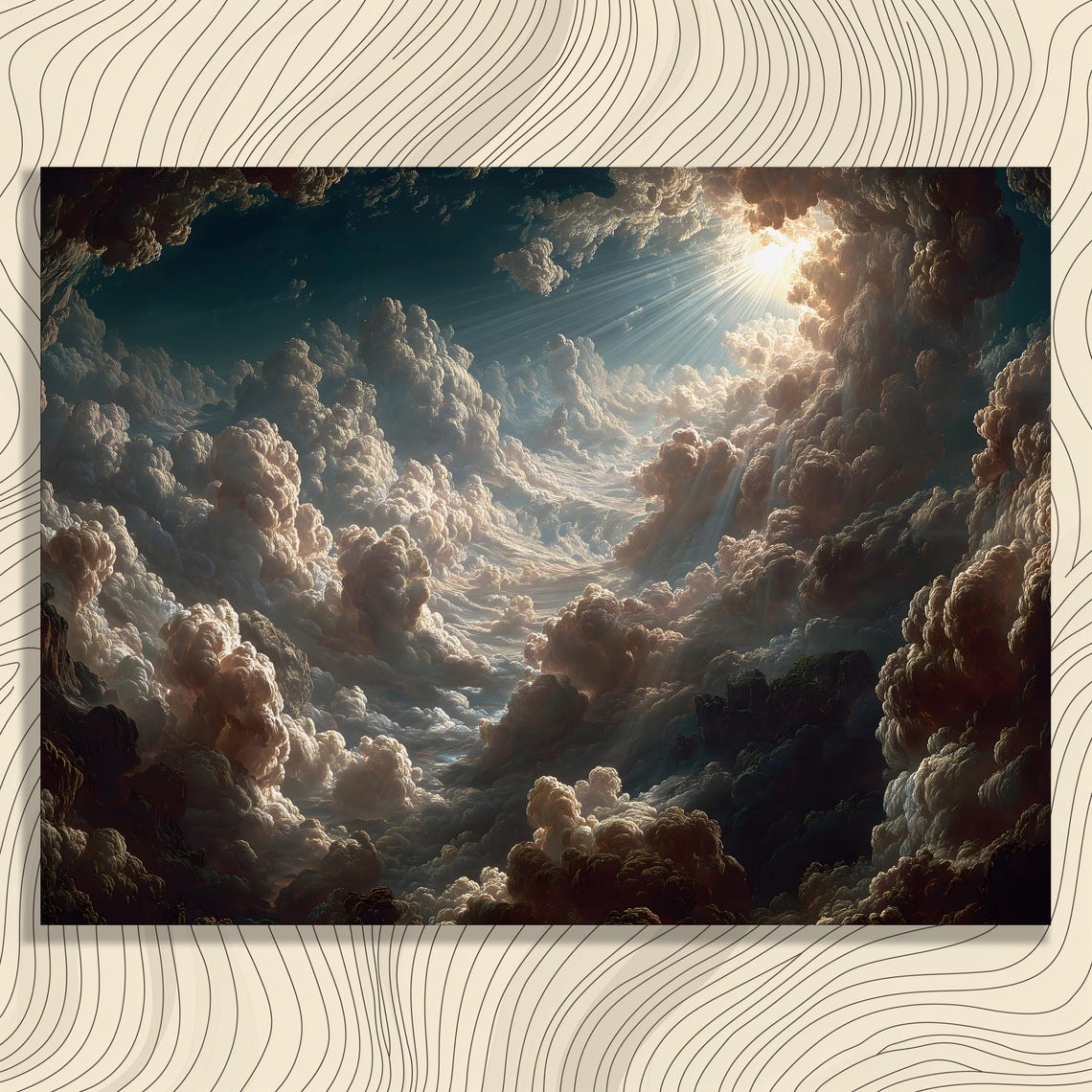 Dramatic Cloudscape Heavenly Sun Rays Through Clouds Art Poster