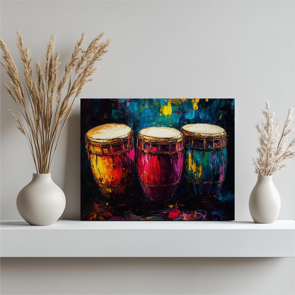 Colorful Conga Drums Oil Painting Percussion Instrument Art Poster