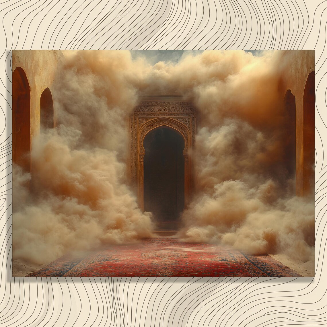 Sandstorm Ancient Hallway Arched Doorway Mystical Desert Art Poster