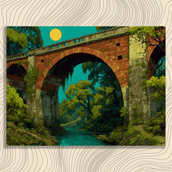 Serene Flowing Stream Canvas Wall Art Sunrise Poster Contemporary Forest Print Lush Greenery Landscape Decor Nature Gift