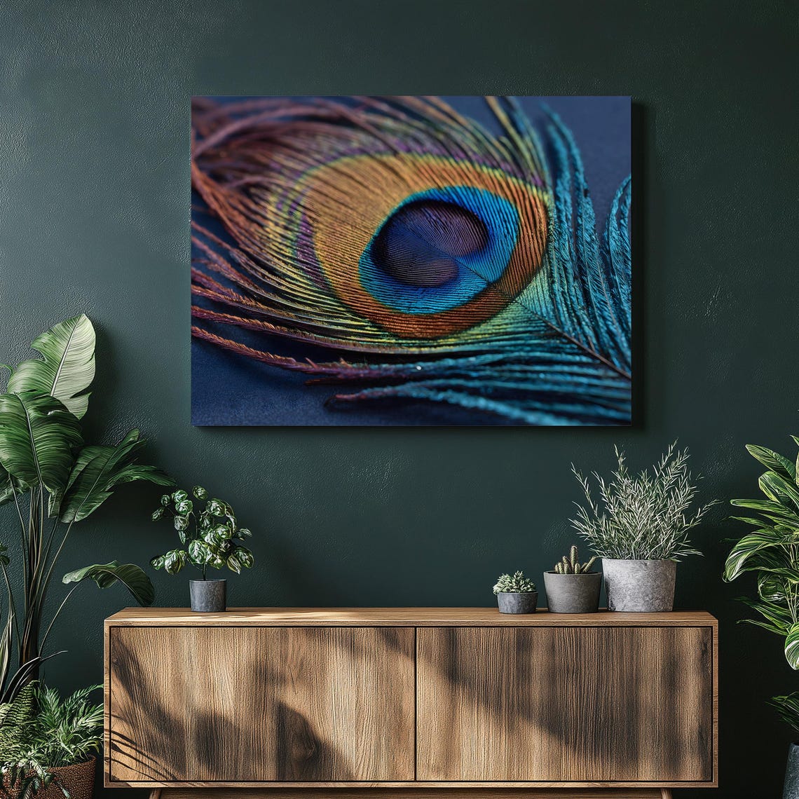 Peacock Feather Macro Close Up Vibrant Eye Detail Colorful Art Poster