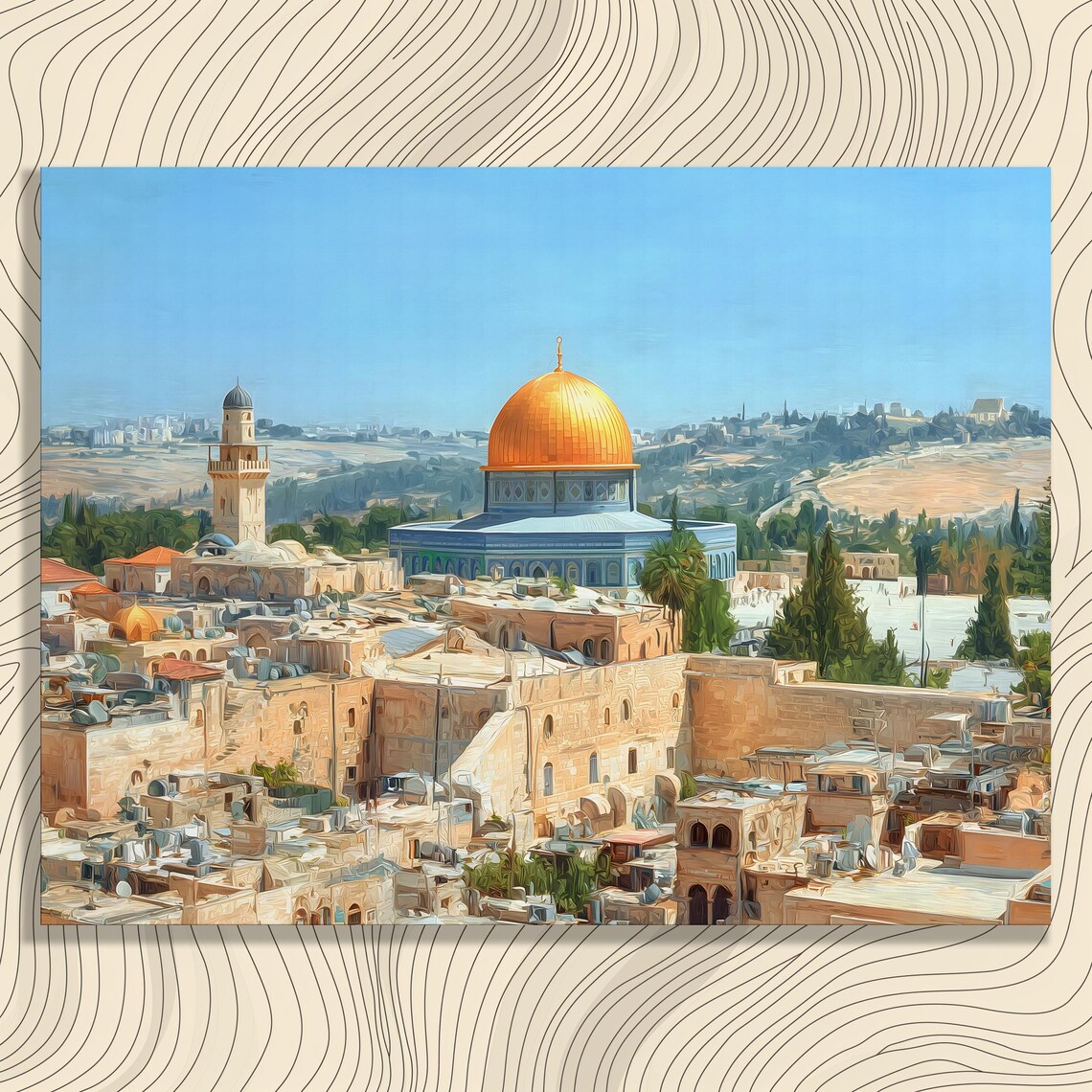 Jerusalem Canvas Wall Art Cityscape Painting Landscape Print Decor Home Office Gallery Gift Travel Architecture