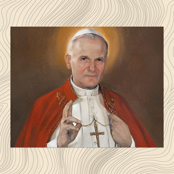 Pope John Paul II in Red Cape Classic Catholic Portrait Poster