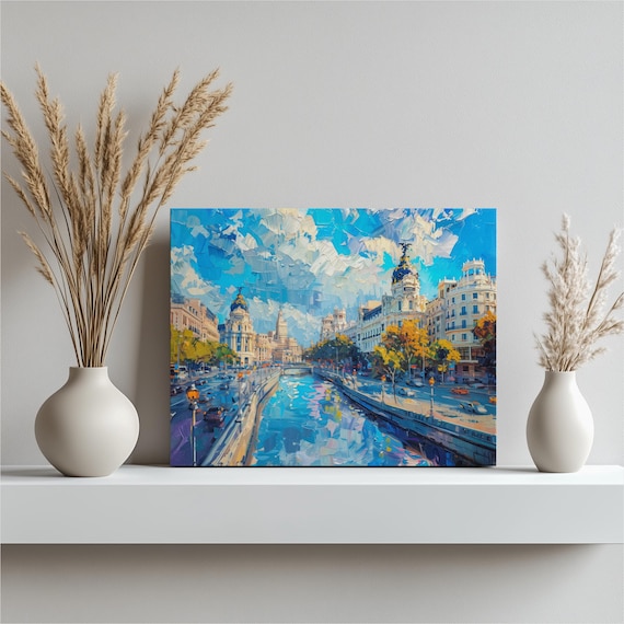 Madrid Canvas Wall Art Vibrant Cityscape Decor Highquality Home Decoration Expressive Strokes Urban Landscape Print Oil Painting