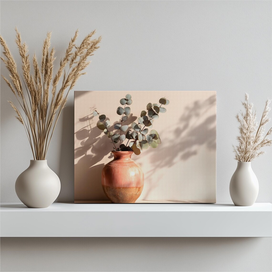 Eucalyptus Branches Terracotta Vase Neutral Minimal Botanical Poster