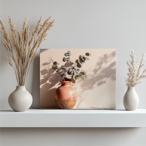 Eucalyptus Branches Terracotta Vase Neutral Minimal Botanical Poster