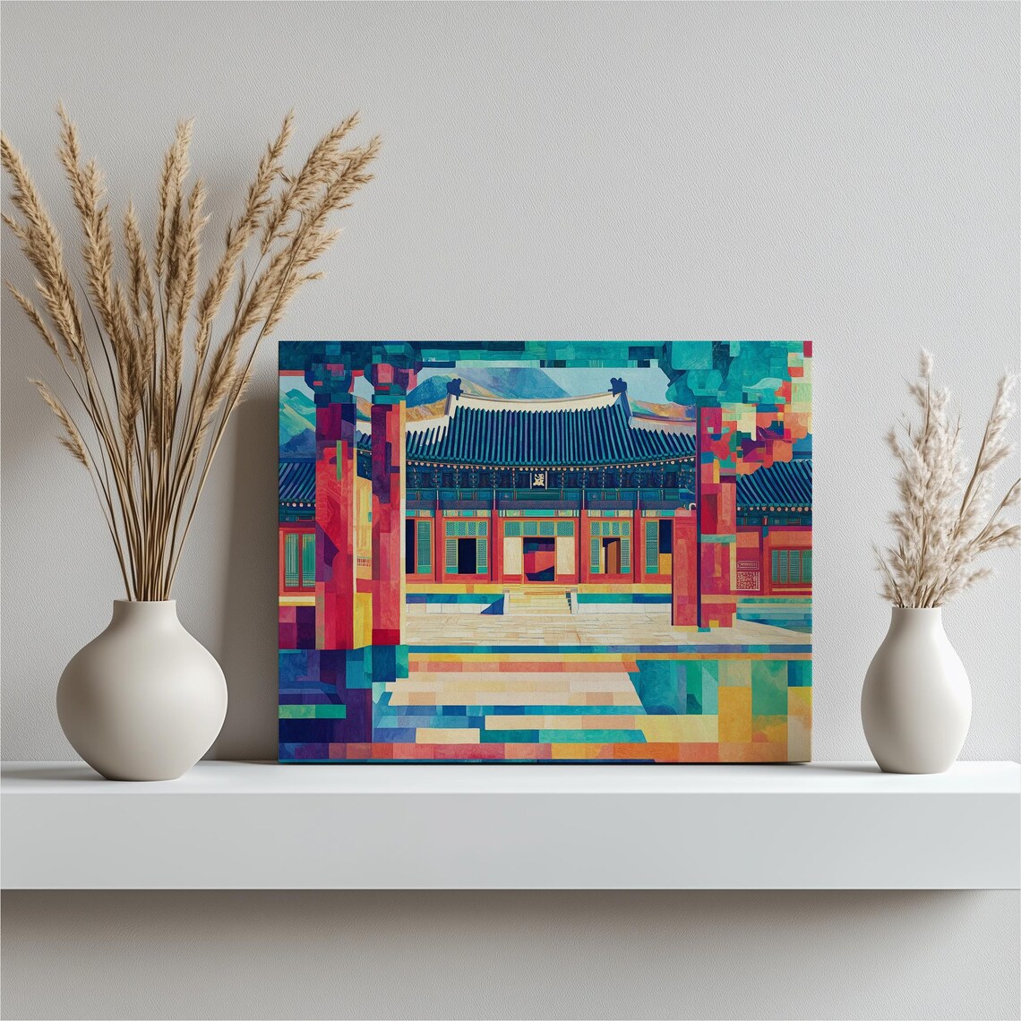 Gyeongbokgung Palace Seoul Colorful Geometric Mosaic Art Poster
