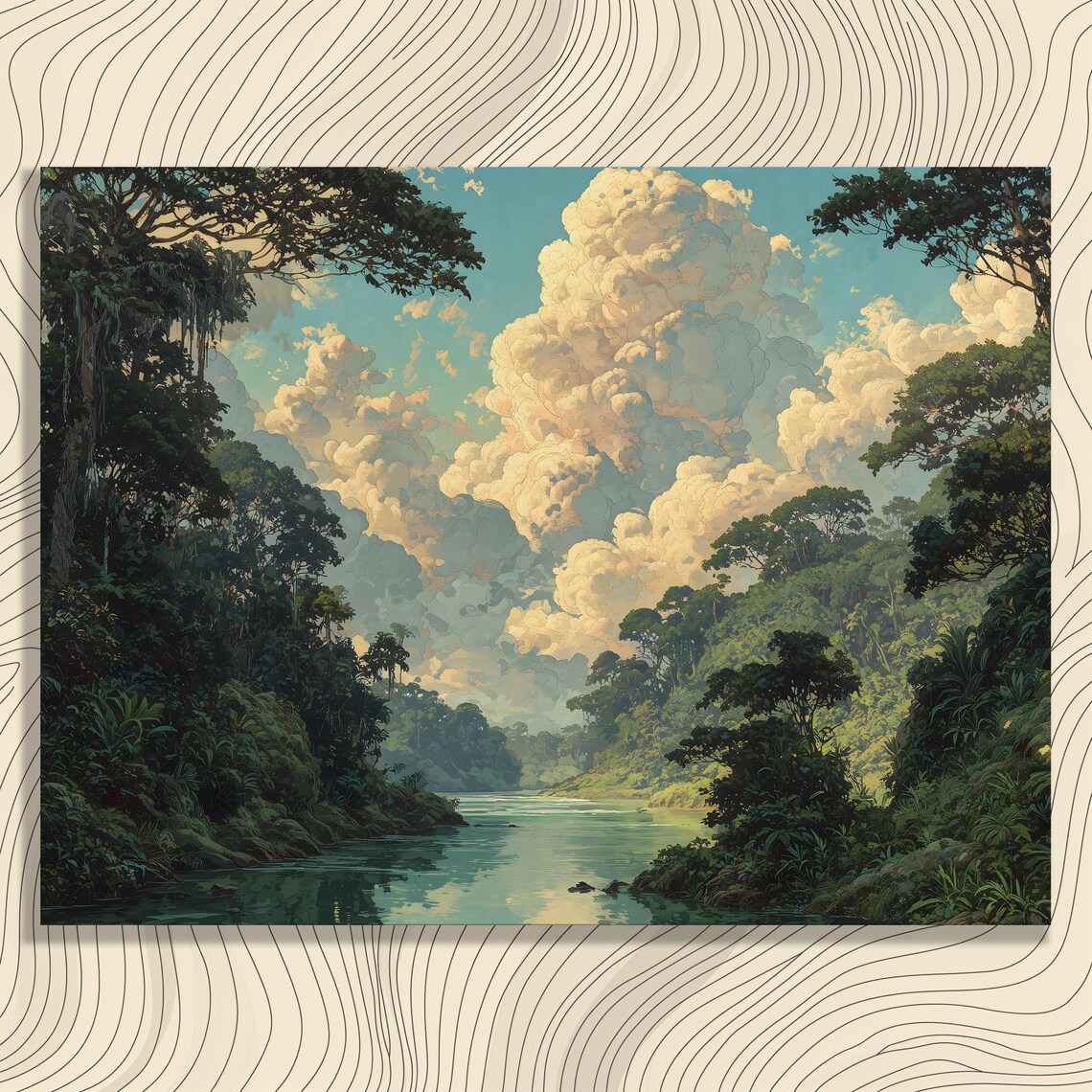 Amazon Rainforest Poster Jungle River With Dramatic Clouds Tropical Canopy Art