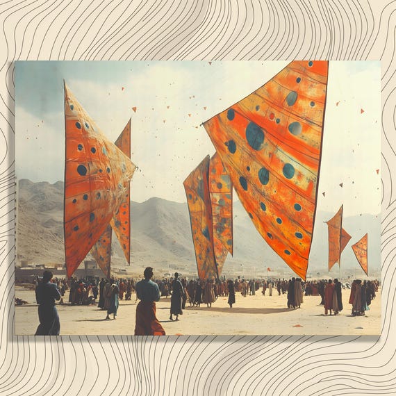 Colorful Kites Canvas Wall Art Vibrant Mountain Landscape Festival Decor And Outdoor Recreation Celebration Print Home