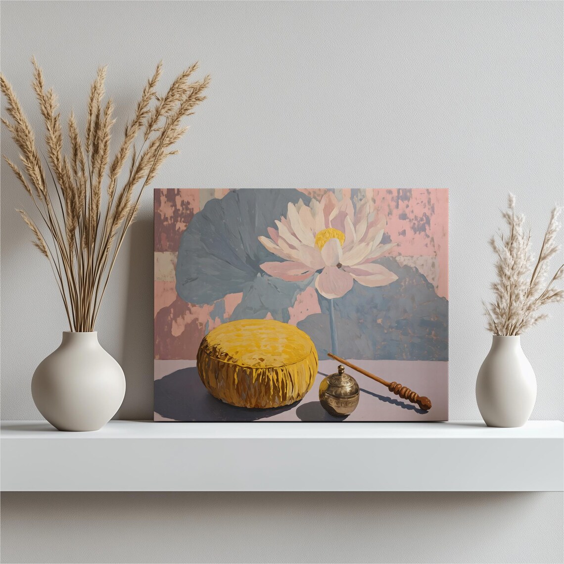 Meditation Cushion Singing Bowl Lotus Flower Zen Still Life Poster