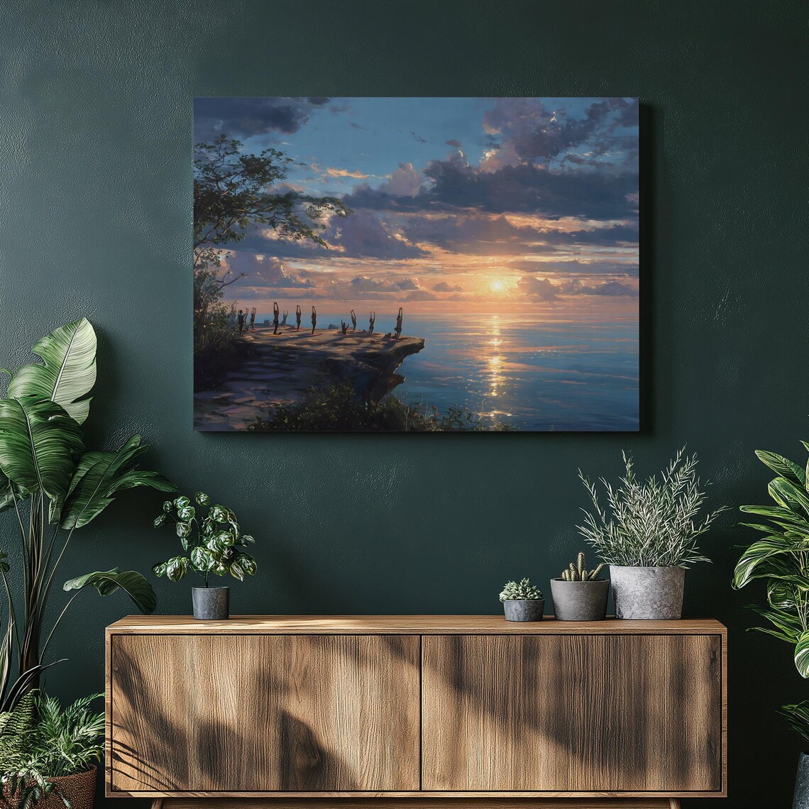 Scenic Sunrise Ocean Yoga Cliffside Coastal Meditation Poster