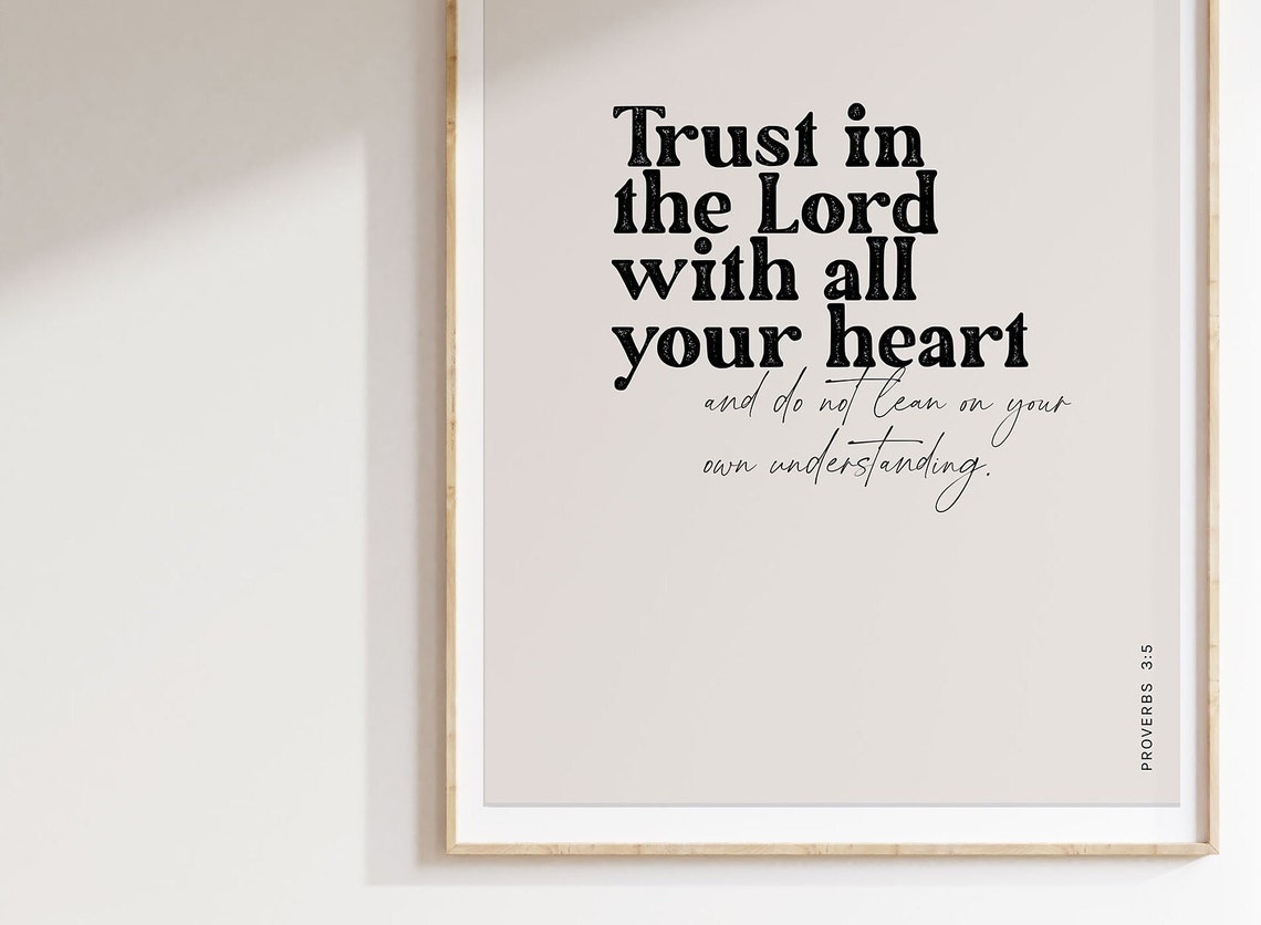 Trust In The Lord With All Your Heart Bible Verse Wall Art Proverbs 35 Christian Modern Scripture Poster Typography Minimalist Home Decor - Image 3