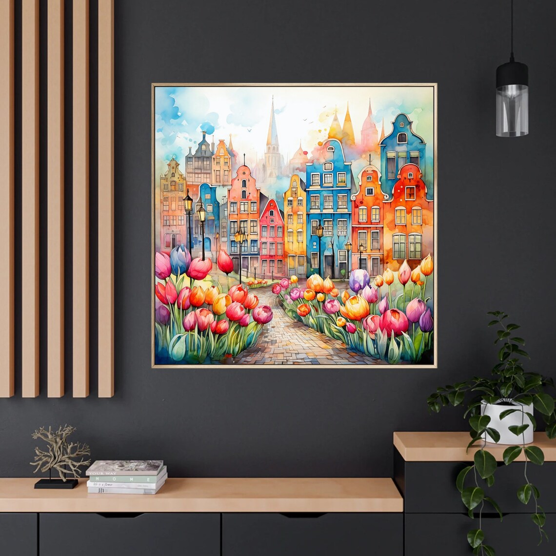 Amsterdam Tulip Watercolor Art Print, Netherlands Travel