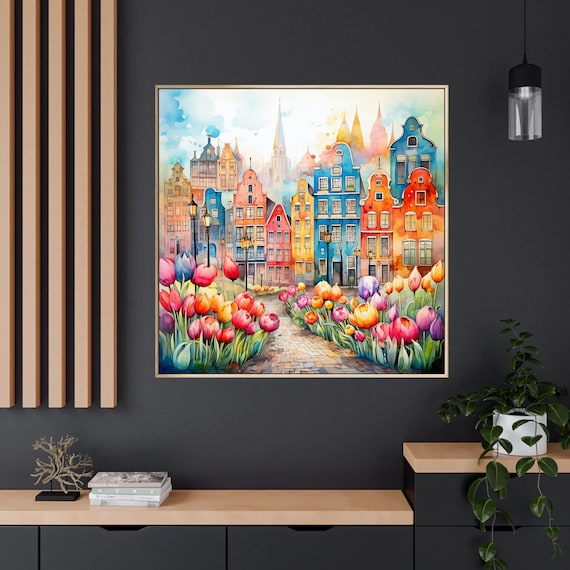 Amsterdam Tulip Watercolor Art Print, Netherlands Travel