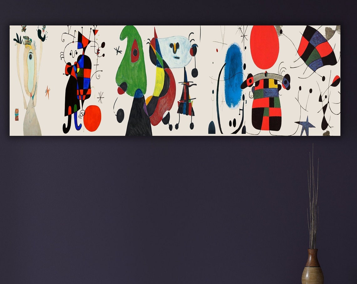 Joan Miro Panoramic Abstract Mural Colorful Biomorphic Figures Poster