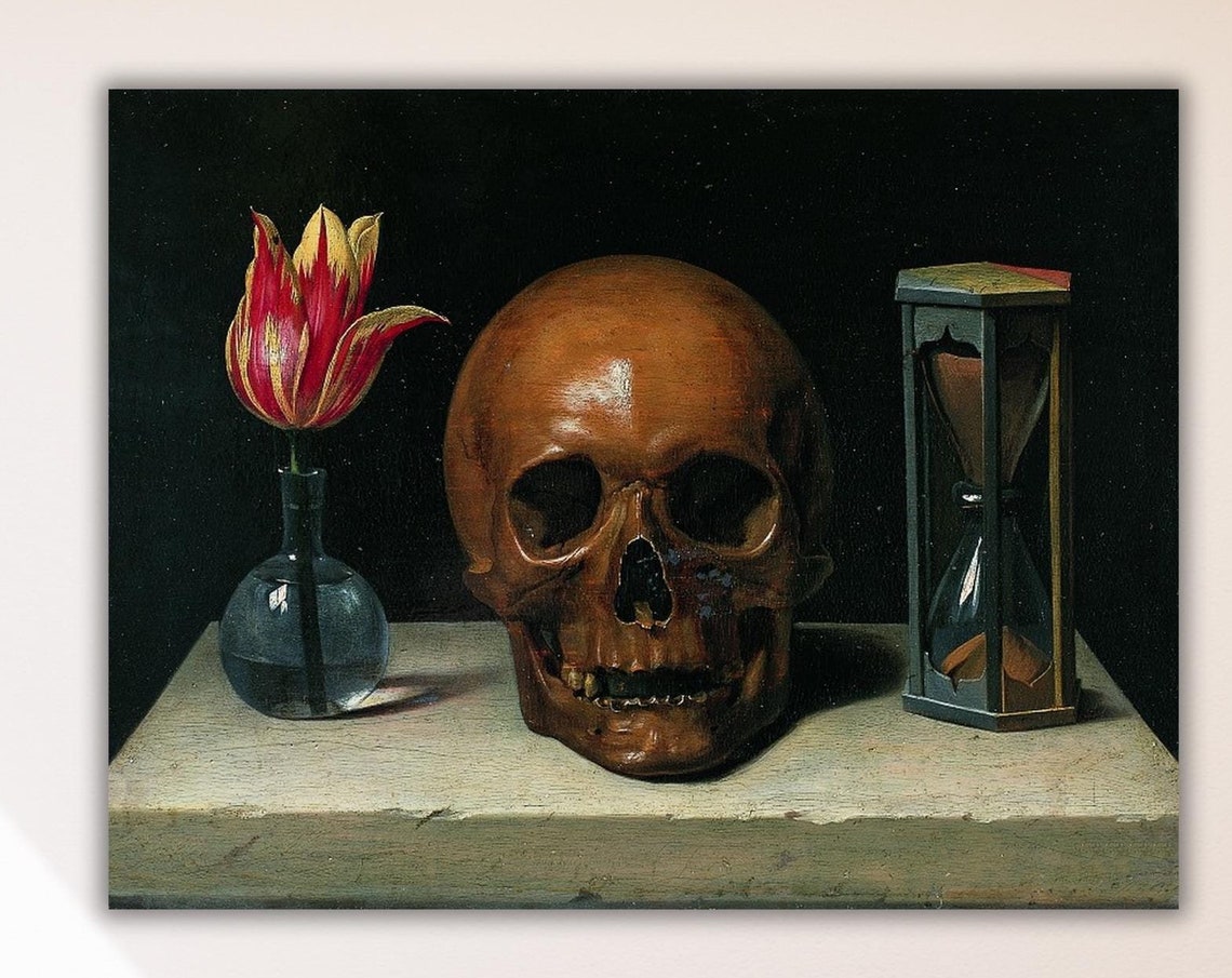 Philippe De Champaigne Vanitas Skull Hourglass Tulip Still Life Poster - Image 3