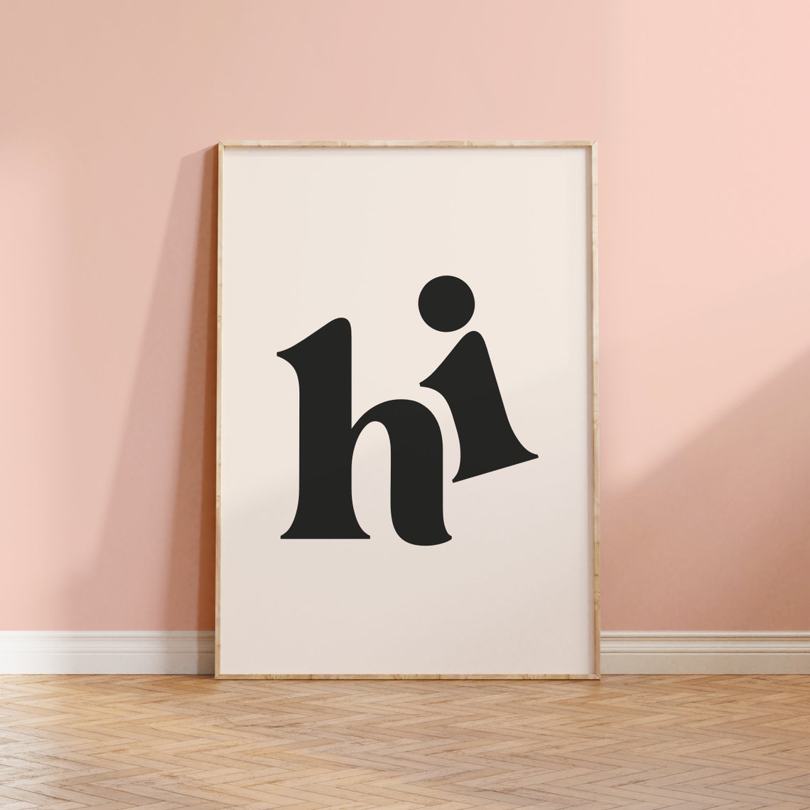 Hi Oversized Retro Lowercase Black Letter Minimalist Typography Print - Image 4