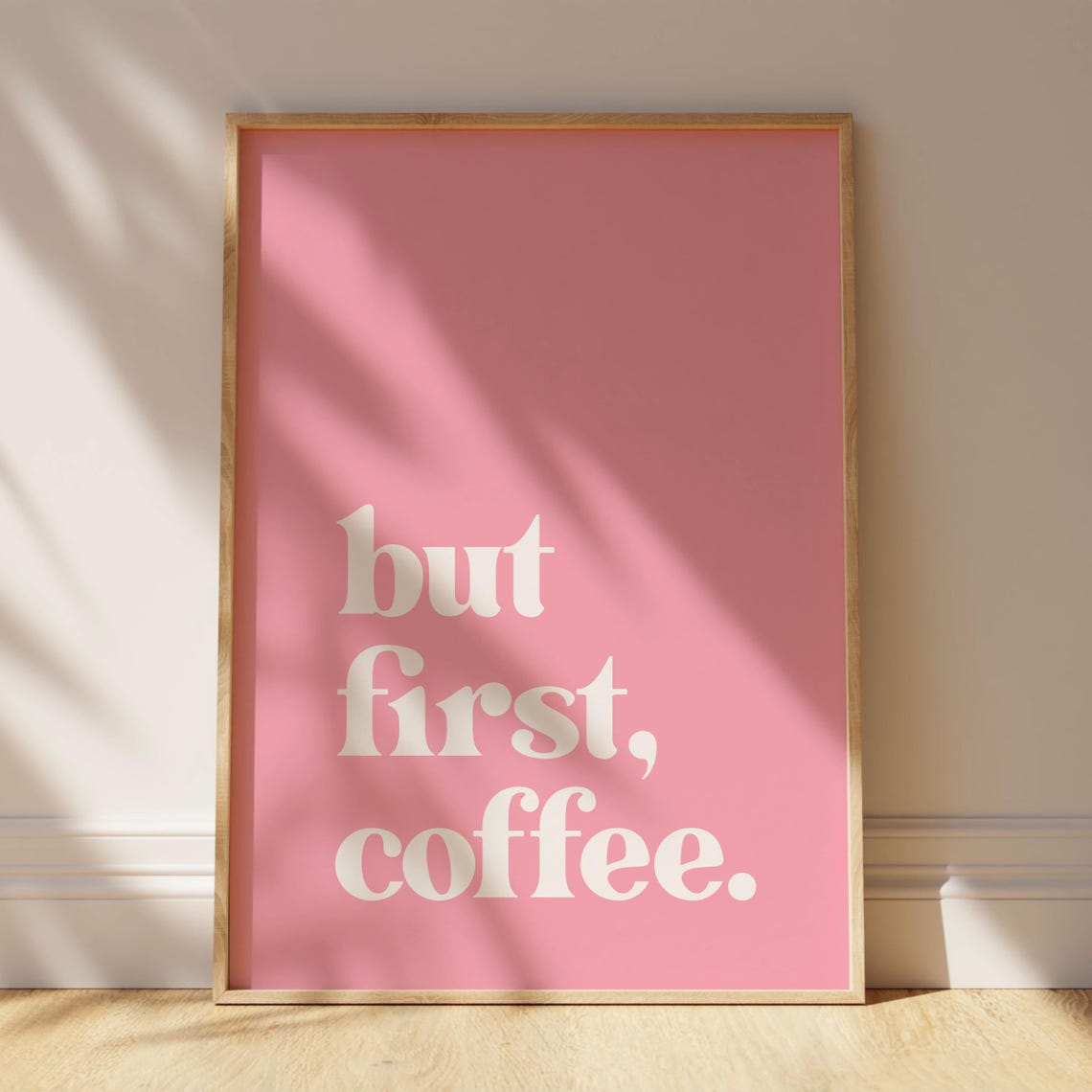 But First Coffee Bubblegum Pink Retro Serif Quote Coffee Lover Poster - Image 3