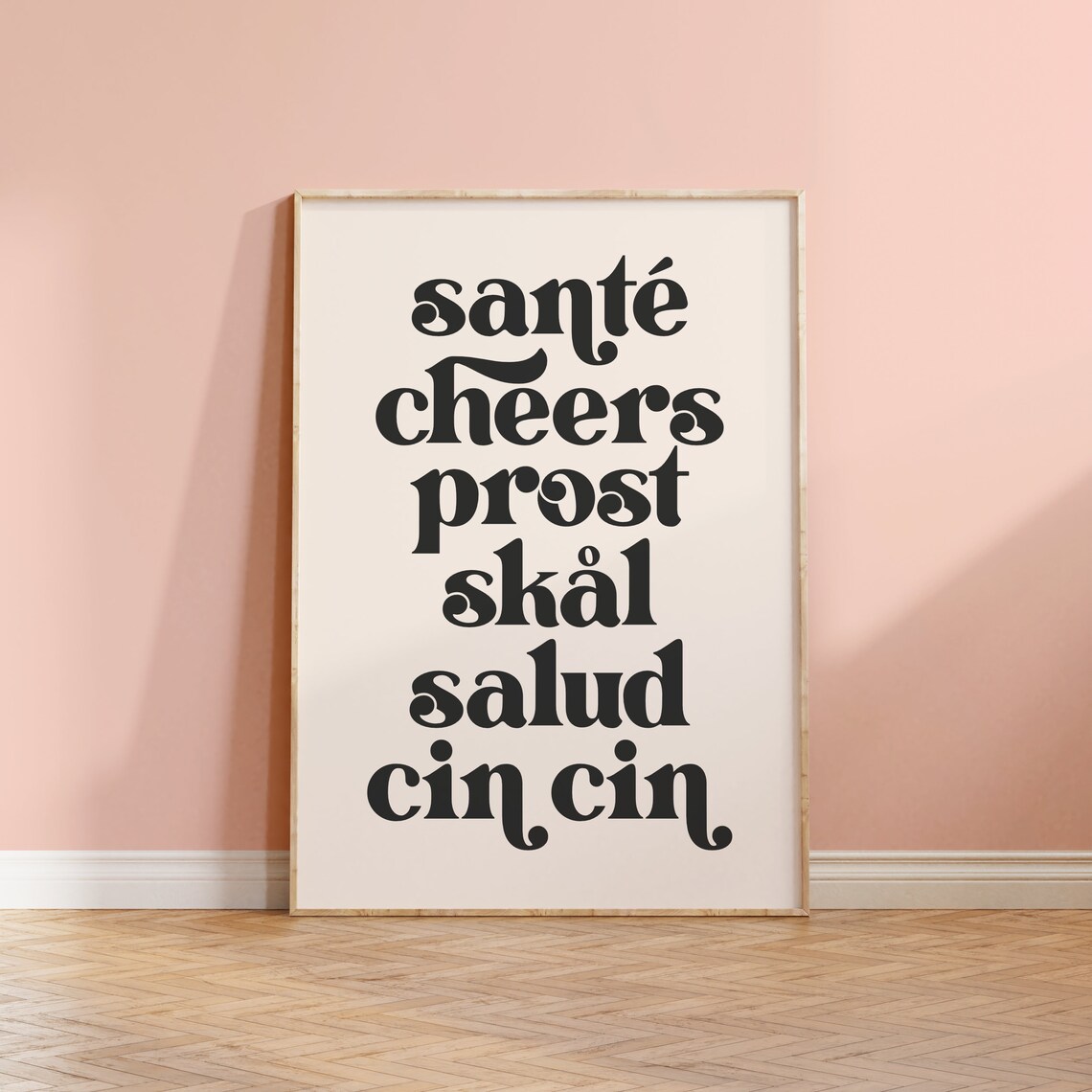 Santé Cheers Prost Multilingual Bar Cart Toast Typography Poster - Image 4