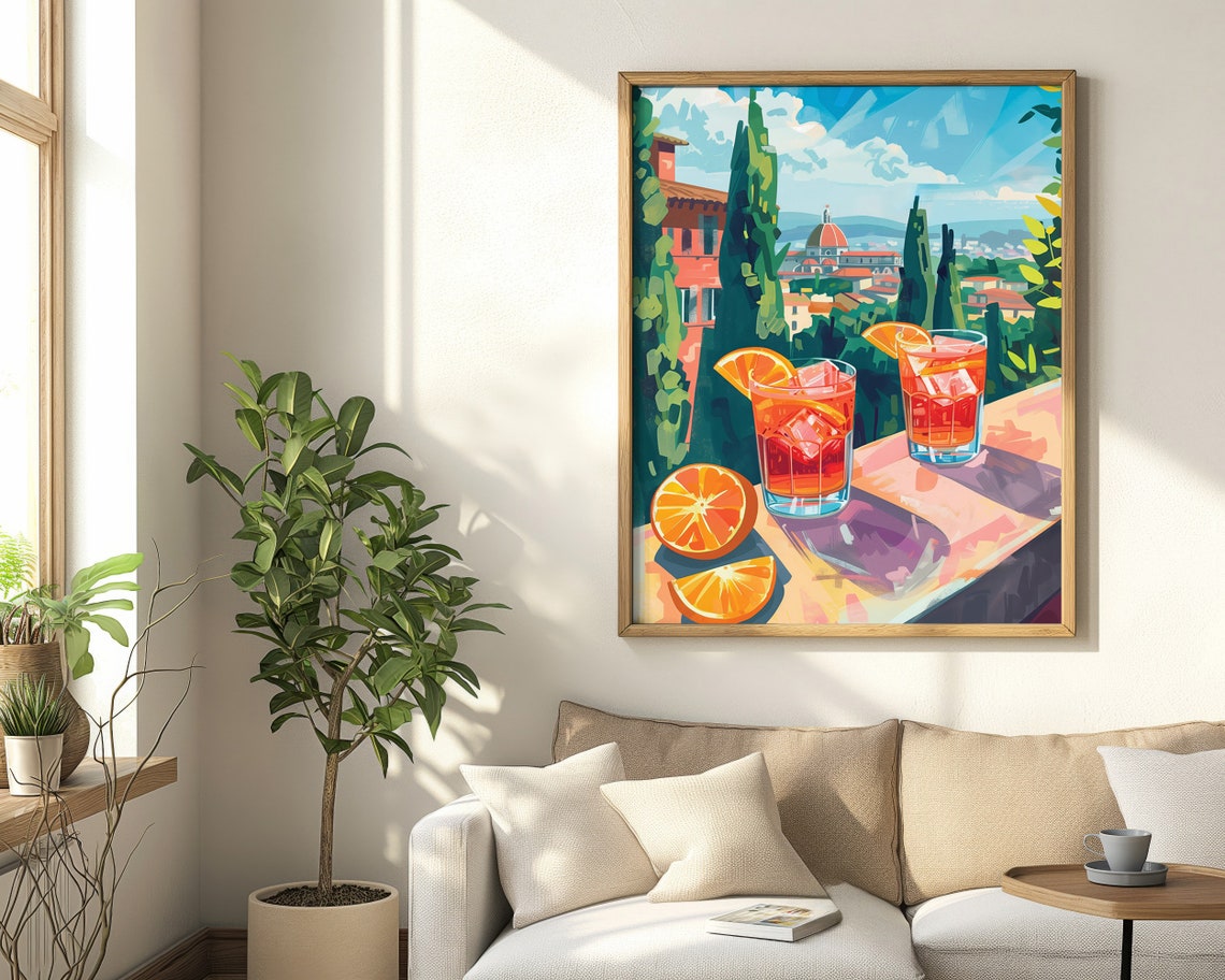 Negroni Cocktail Florence Terrace View Orange Italian Aperitif Poster - Image 4