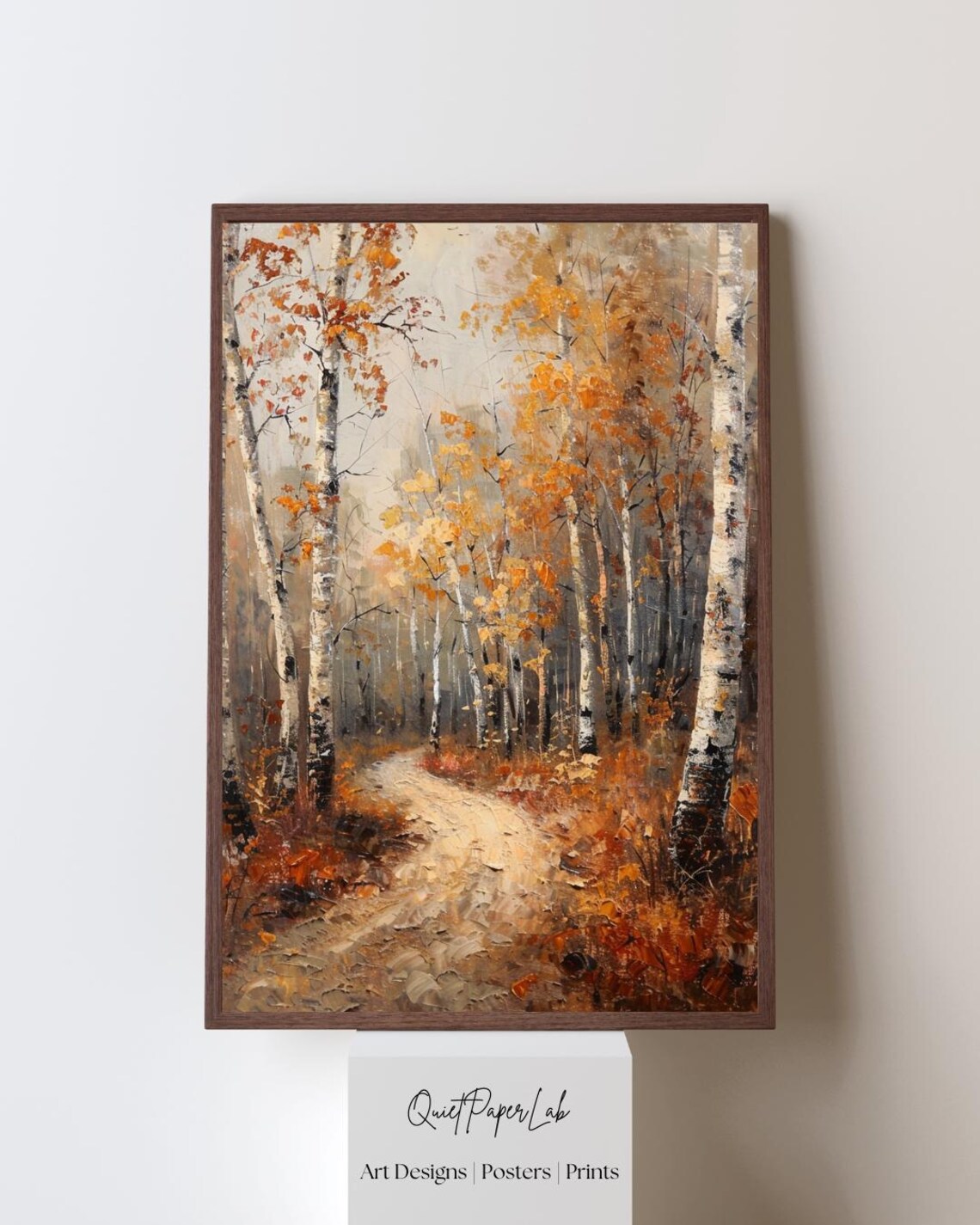 Autumn Birch Forest Art Print, Rustic Fall Landscape