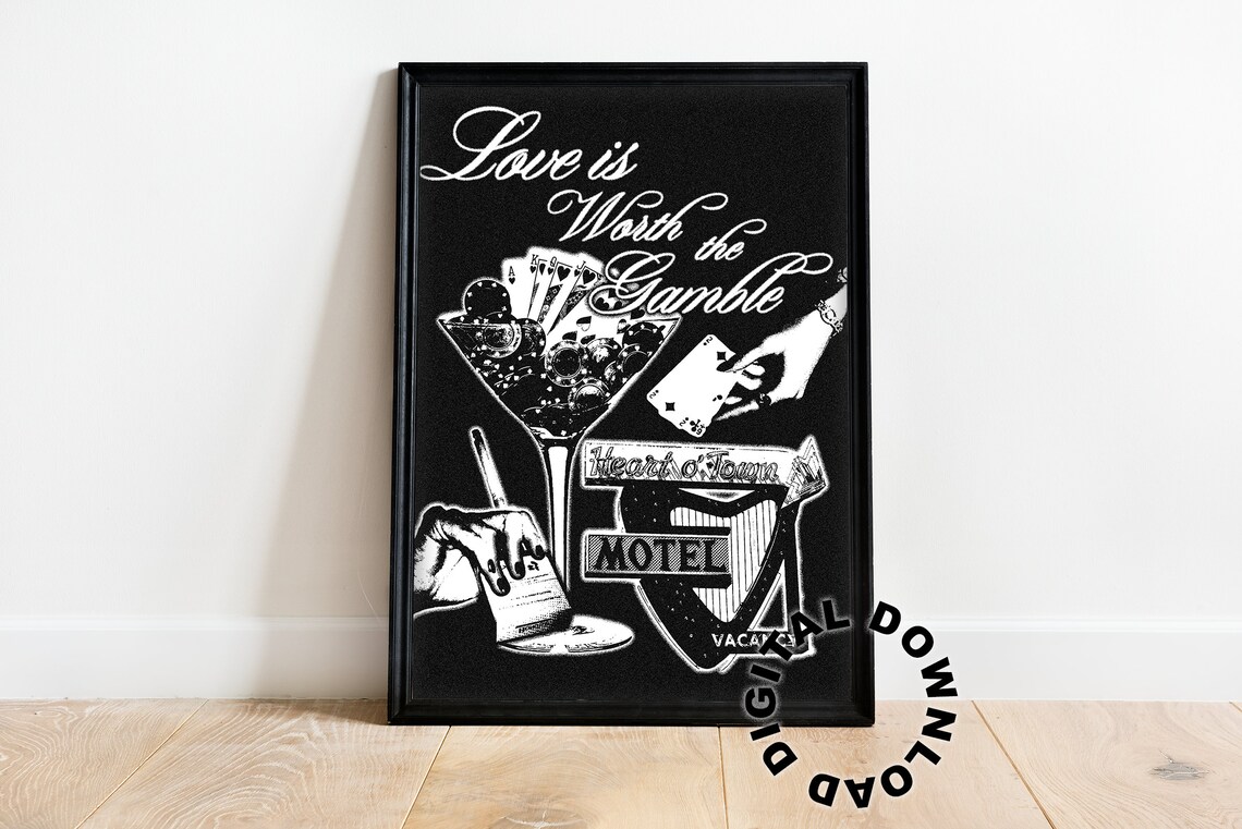 Love Is Worth The Gamble Retro Vegas Casino Bar Collage Poster