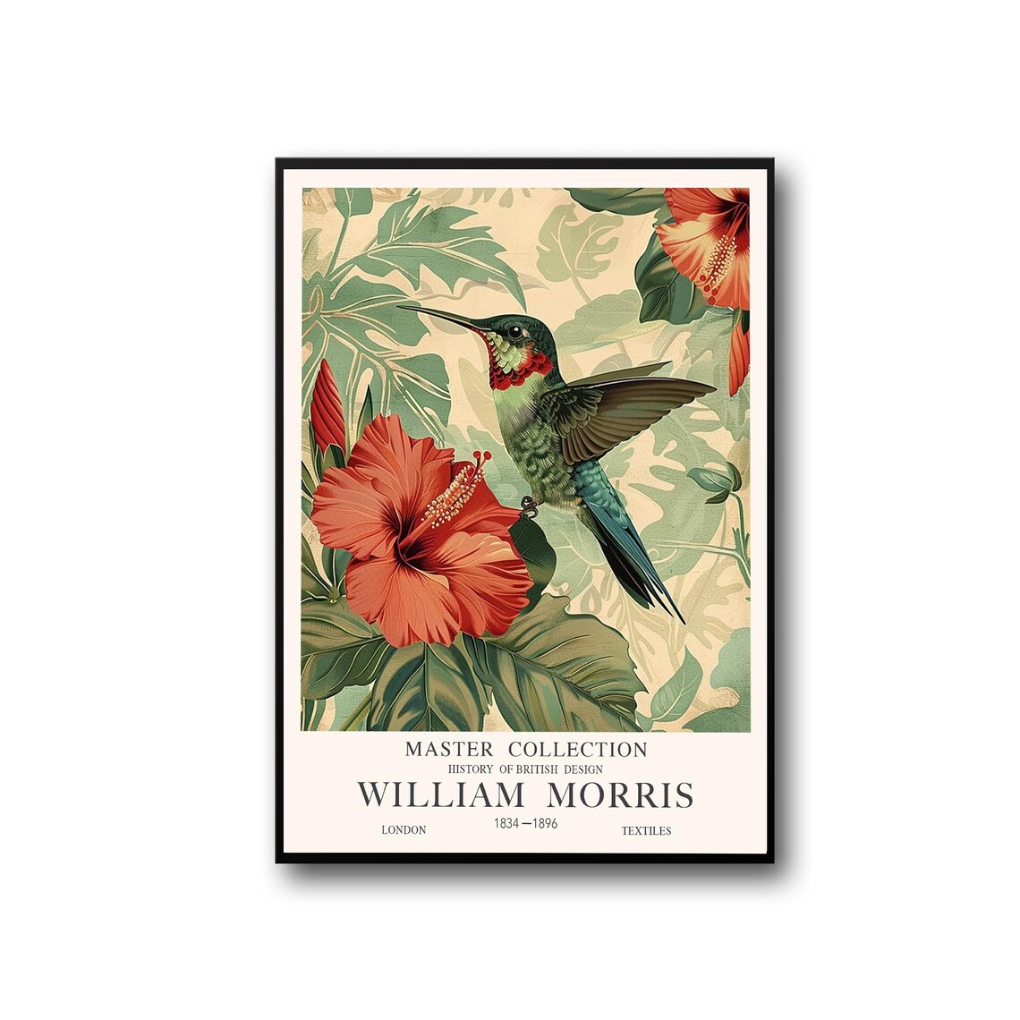 William Morris Hummingbird With Red Hibiscus Exhibition Art Poster - Image 2