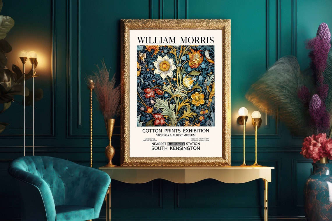 William Morris Vibrant Orange and White Floral Exhibition Poster - Image 2